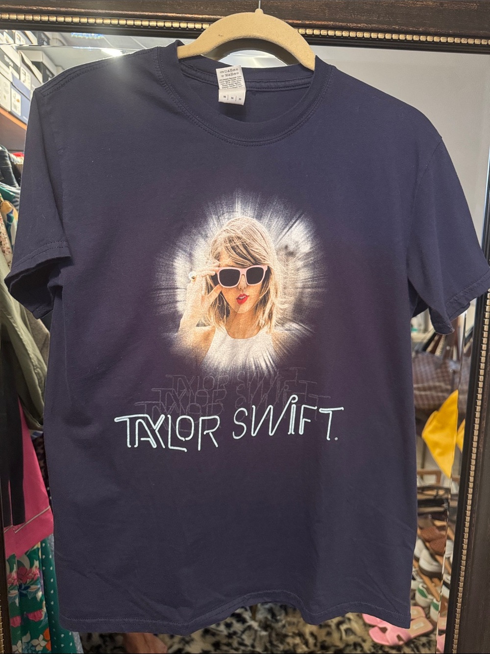 Taylor Swift 1989 World Tour Navy Graphic Tee with Sunglasses Photo